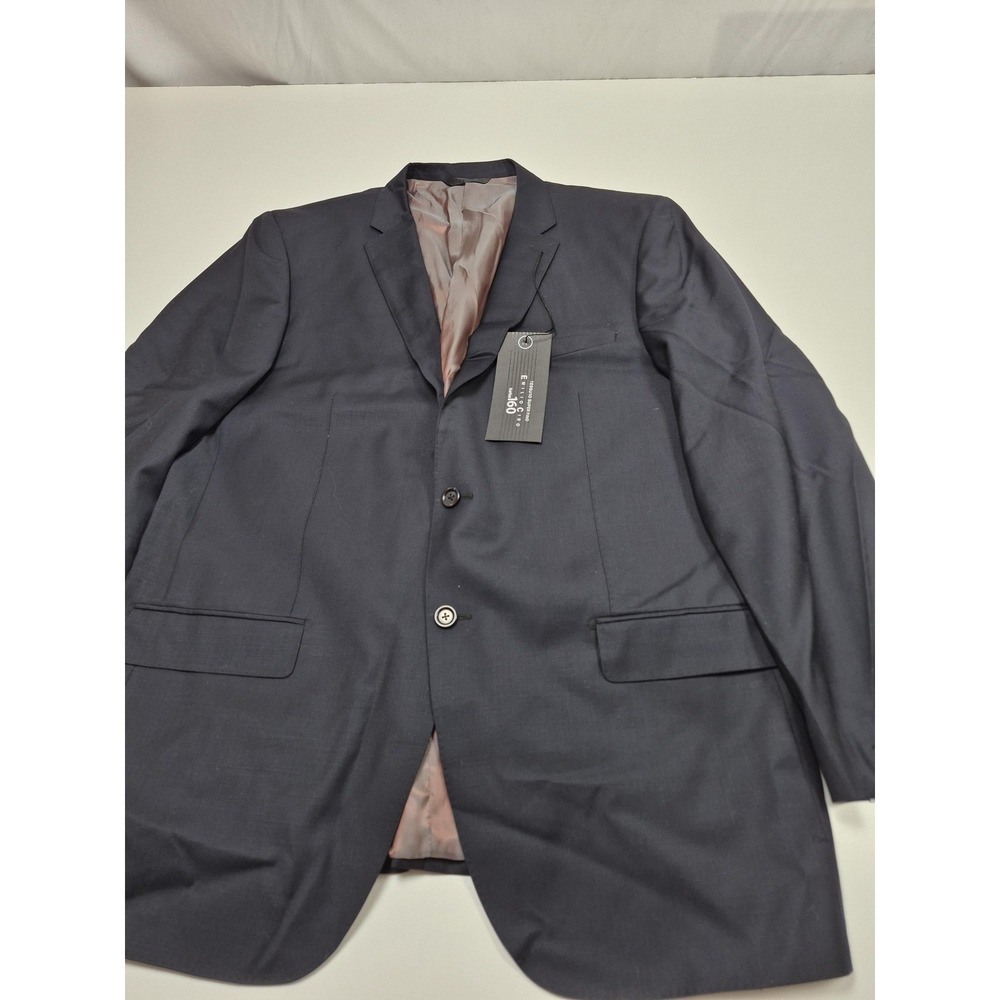 Emilio Ciro Suit Jacket Mens 44 Short Navy Wool Turbo 160 Italy NWT